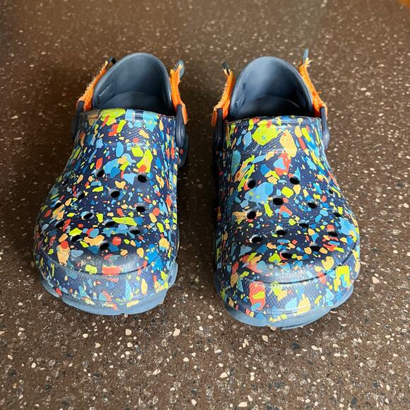 Crocs Shoes Big Kids Classic All Terrain Terrazzo Slip On Clogs Blue Size J2 - Picture 6 of 7